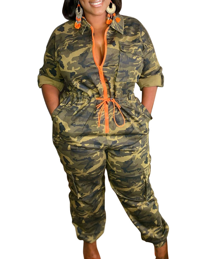 Fashion Open Front Woven Drawstring Jumpsuit S-5XL