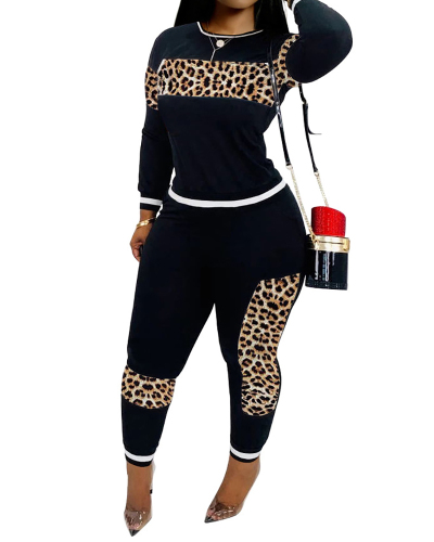 Leopard Printed Women New Two Piece Set