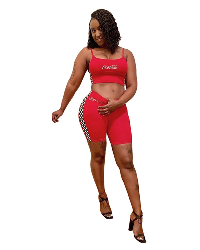 Red Women Summer Two Pieces Set
