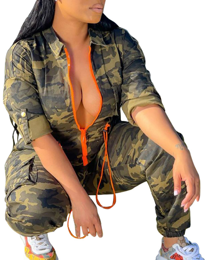 Fashion Open Front Woven Drawstring Jumpsuit S-5XL