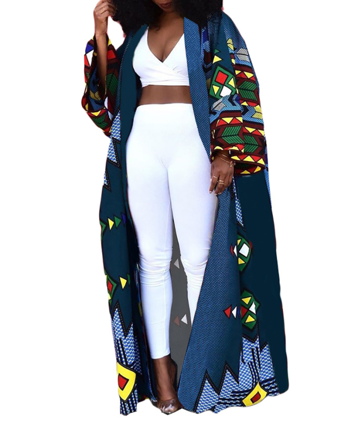Women Long Sleeve Jacket Outwear Loose Kimono Top Floor-length Coat Multi Color S-2XL