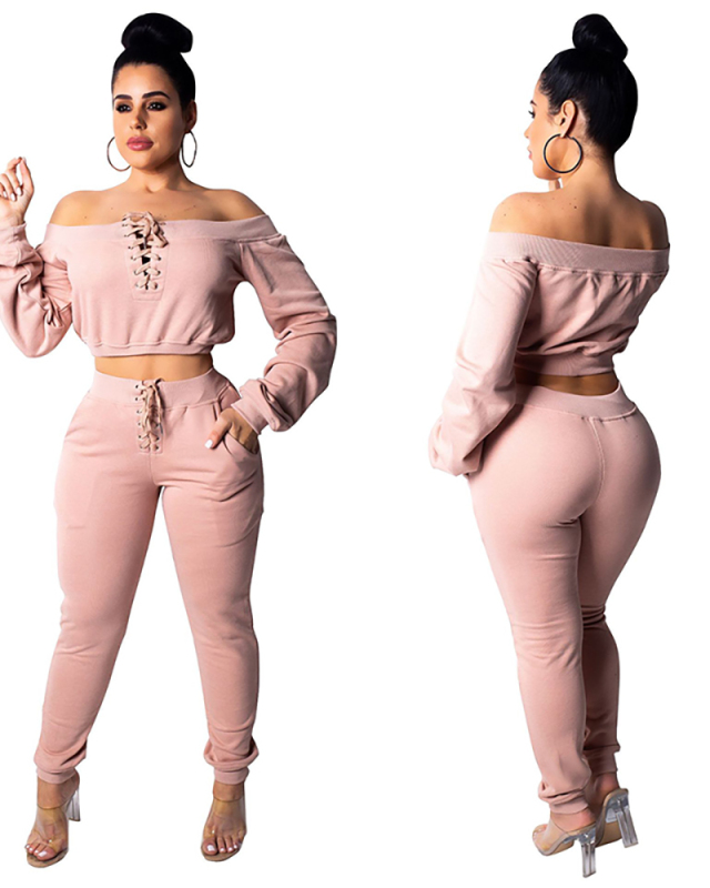 Off Shoulder Warm Fashion Women Two Pieces Outfit