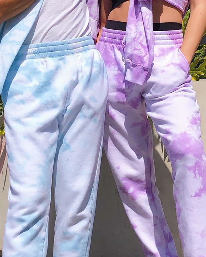 Hot Sale Women High Waist Fashion Street Style Tie Dye Pants Trousers S-3XL