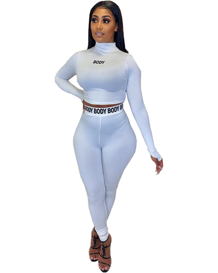 Long Sleeve Slim Sporty Two Piece Outfits