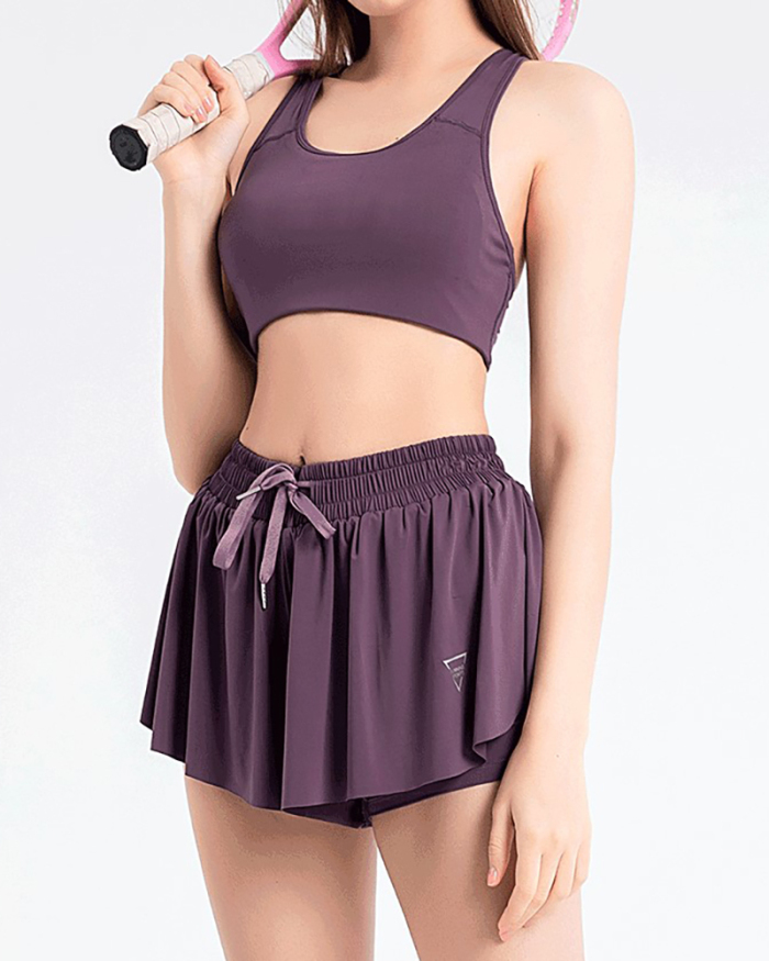 Women's Fashion Yoga Suit Bra Underwear Running Fitness Sports Shorts Two-Piece Solid Color S-XXL