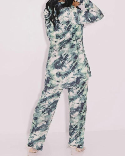 Lady Printing Casual Street Style Jumpsuit Green S-2XL 