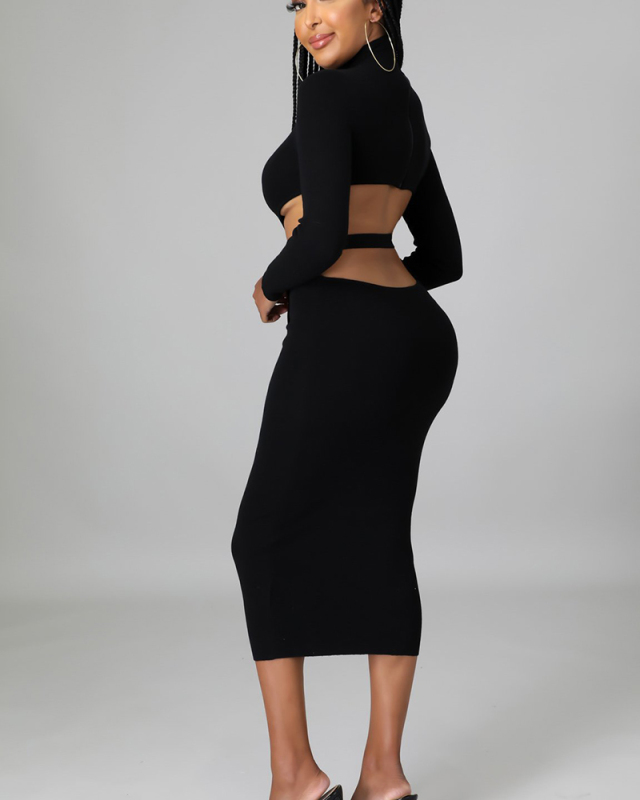 Elegant Women New Slim Hollow Out Pencil Skirt Midi Dress S-XXL