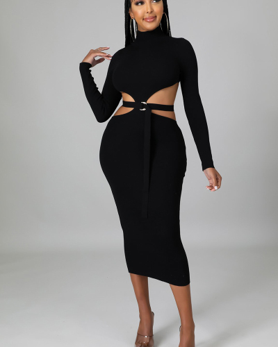 Elegant Women New Slim Hollow Out Pencil Skirt Midi Dress S-XXL