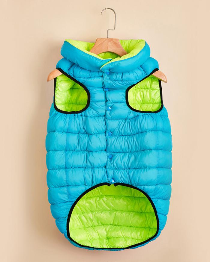 Pet's Contrast Color Double-sided Vest Waterproof Windproof Outdoor Down Jacket Pet Clothes