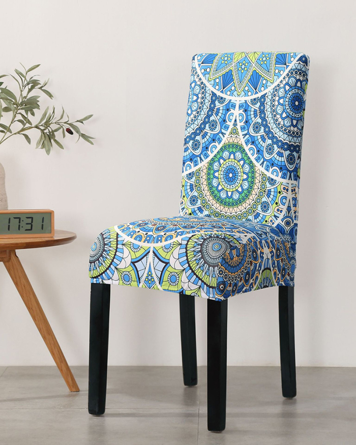 Bohemian Style Florals Half-covered Chair Cover One-piece Elastic Chair Cover Fabric Multi Color