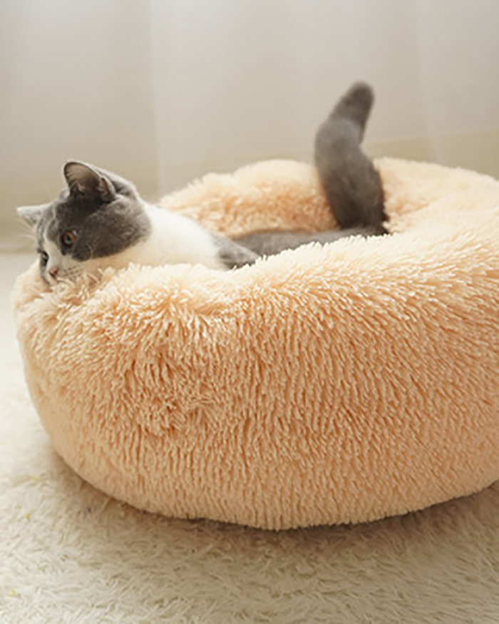 Plush Round-shaped Sleeping Pad Sleeping Bed for Pets Cat Bed Dog Bed Thickened Cat Pad Dog Pad Pet Supplies Multi Color Multi Size