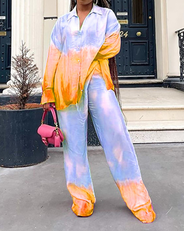Printed Loose Street Style Two Piece Pant Set S-XXL