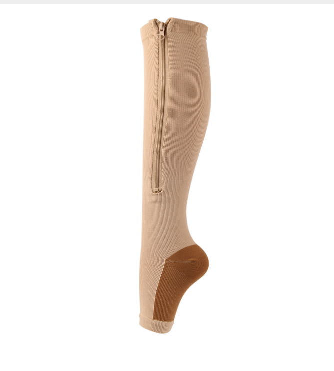 High Elastic Unisex Compression Zip Stockings Professional Leg Protection Long Stockings