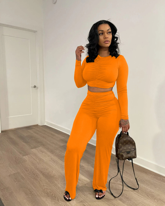 Long Sleeve Women Loose Pant Two Piece Pant Set S-XXL