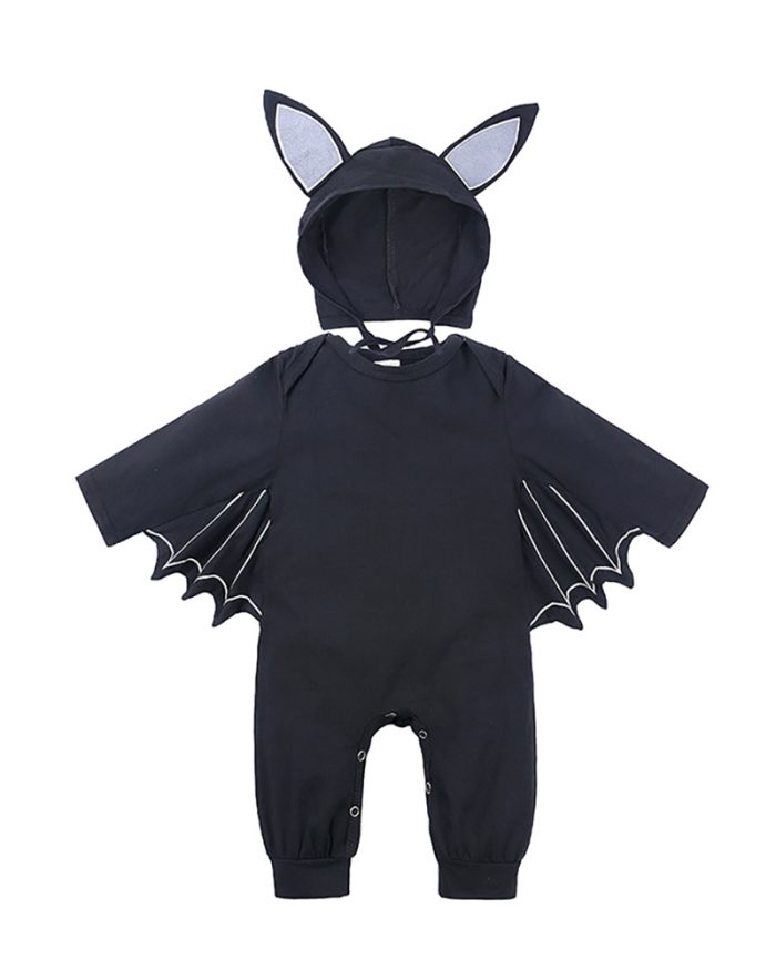 Children's Clothing Halloween Baby Autumn Bat Long-Sleeved One-Piece Jumpsuit 70-100
