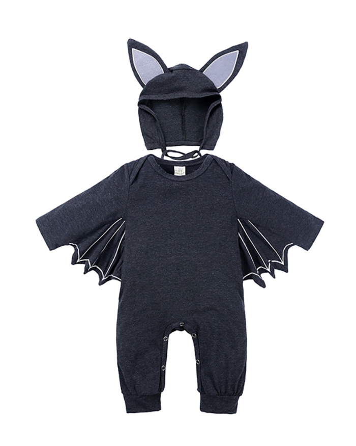 Children's Clothing Halloween Baby Autumn Bat Long-Sleeved One-Piece Jumpsuit 70-100