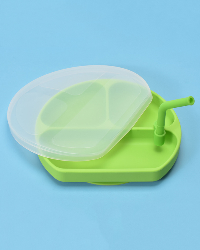 Silicone Baby Learn to Eat Training Dinner Plate Baby Child Suction Cup Integrated Tableware Food Supplement Bowl Spoon Set 
