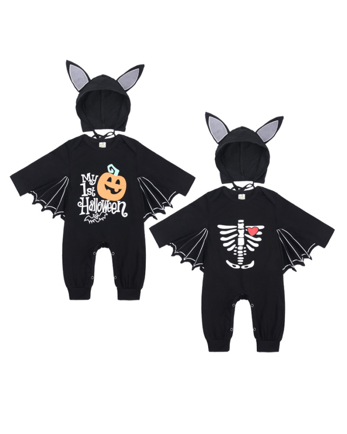 Halloween Children's Clothing BabyPumpkin Letters One-Piece Bat Shape Jumpsuit 70-100