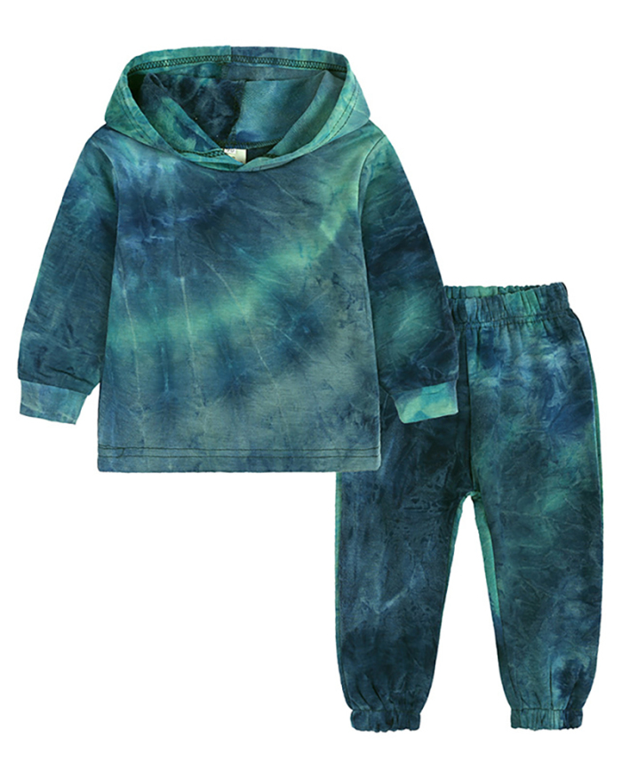 Fashion Fall Winter Kid's Long Sleeve Tie Dye Hoodies Loose Pants Two Piece Sets