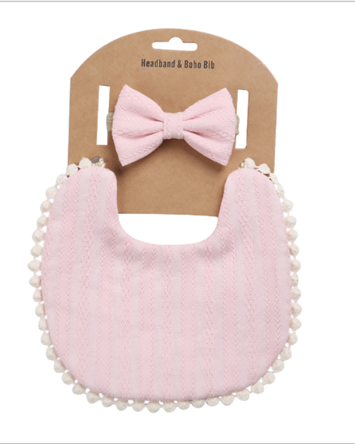 3Pcs/set Baby Headband Bib Set Tassel Saliva Towel Floral Print Bandana Bibs For Baby Girls Washable Burp Cloth Baby Feeding