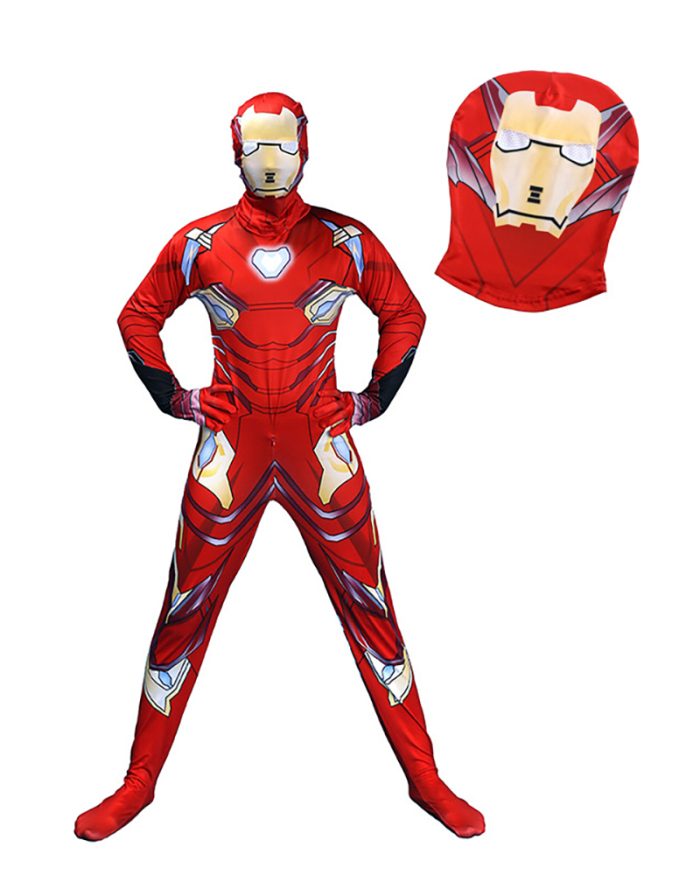 Children's Role Playing Jumpsuit Boys Halloween Cosplay Tights Steel Spider Show Clothes 100-150