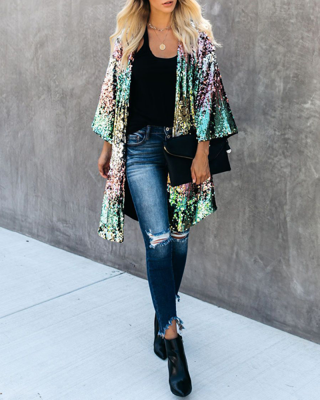 Lady Causal Flared Sleeves Party Tops Coat S-2XL 