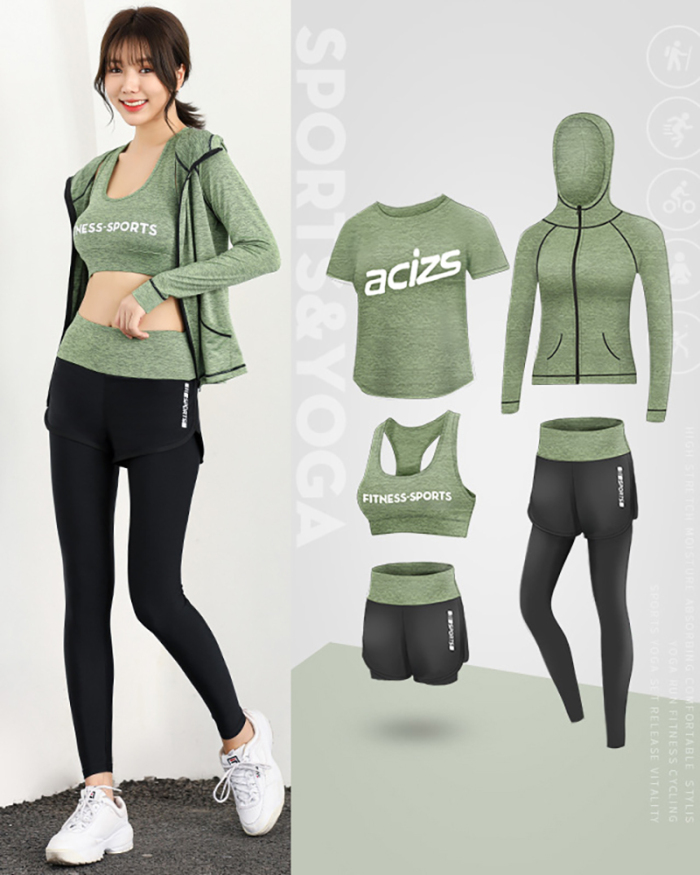 Yoga Clothing Sports Five-Pieces Suit Running Quick-Drying Clothing Loose Fitness Suit S-XXXL