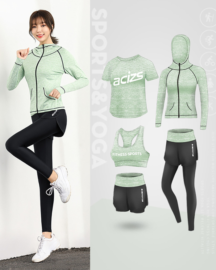 Yoga Clothing Sports Five-Pieces Suit Running Quick-Drying Clothing Loose Fitness Suit S-XXXL
