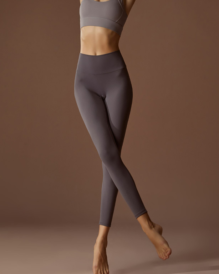 Ladies Fashion Nude High-Waist Hip-Lift Tight-Fitting Quick-Drying Yoga Pants S-XL