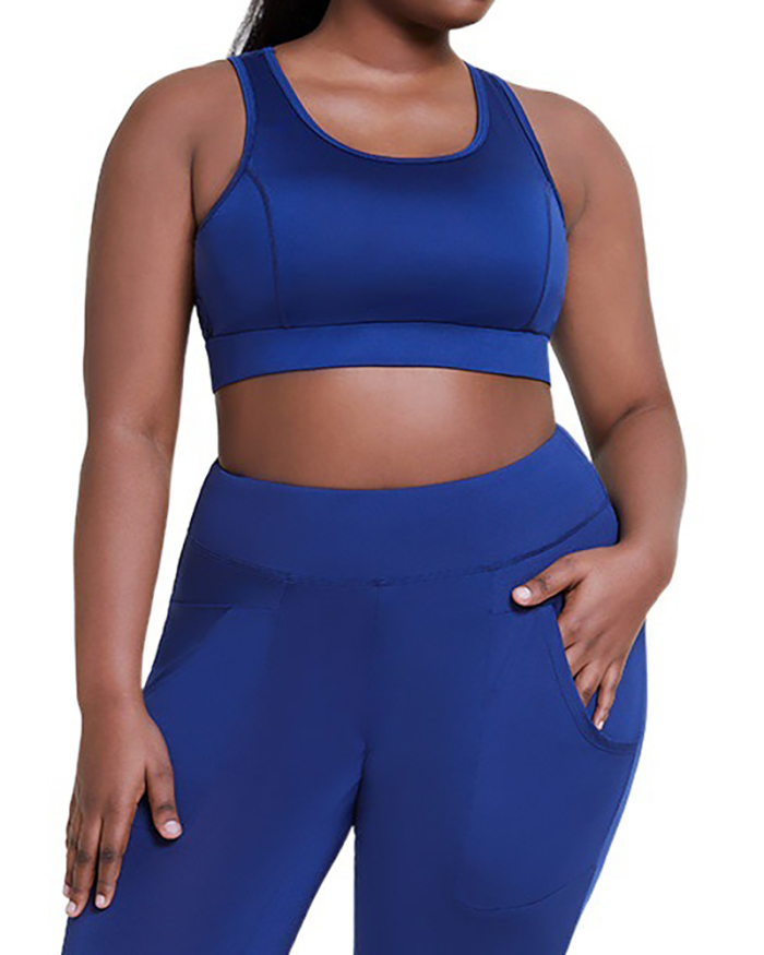  Plus Size High-Intensity Running Mesh Fitness Sports Yoga Bra Solid Color L-4XL