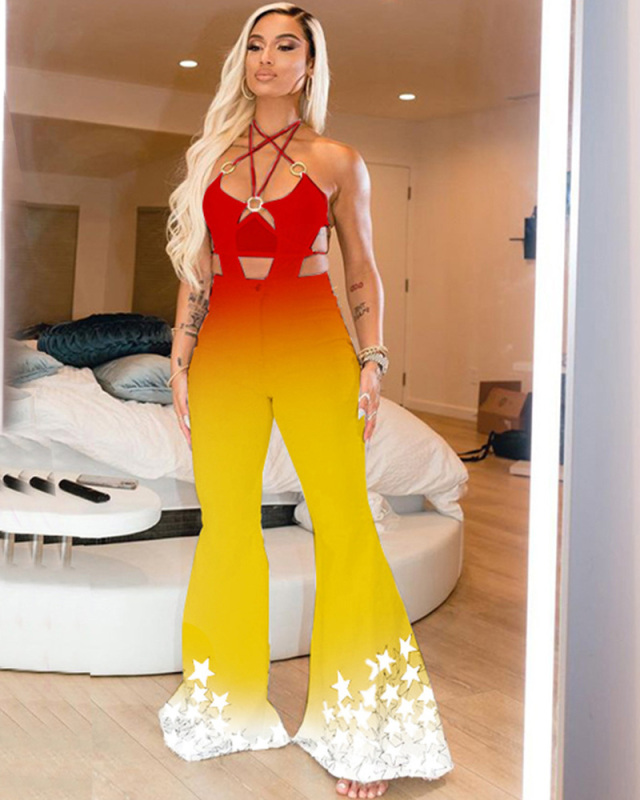 Sleeveless Printed Star Women Hot Jumpsuit S-XXL