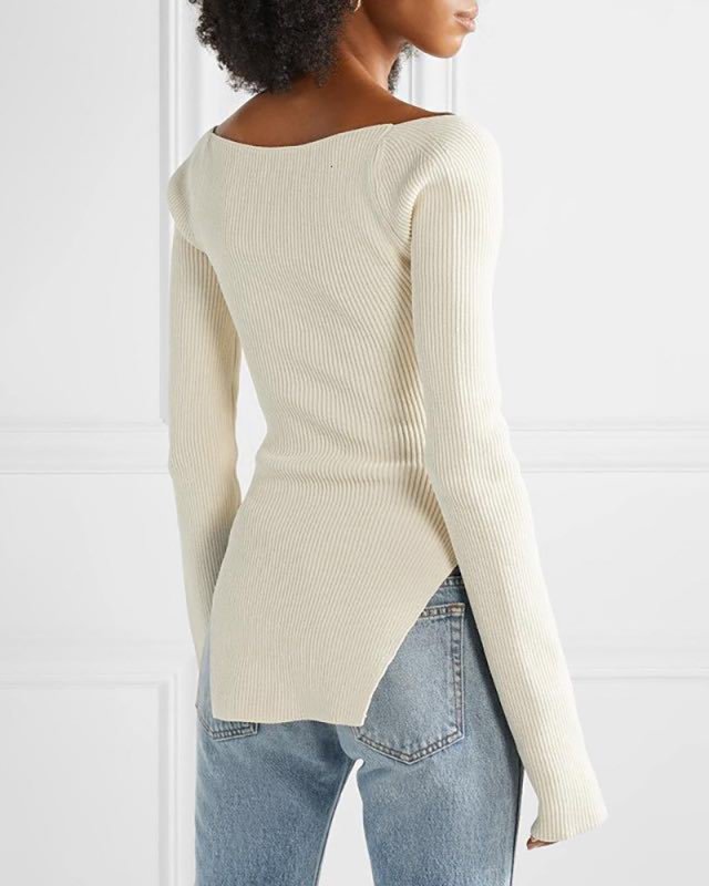 Ladies New Stretch Strapless Bottoming Sweater Solid Color S-XL