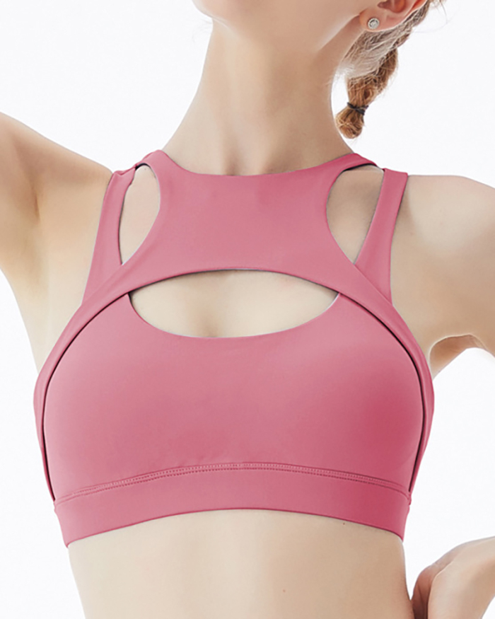 Women's New Nude Sports Bra Yoga Vest Solid Color S-XL
