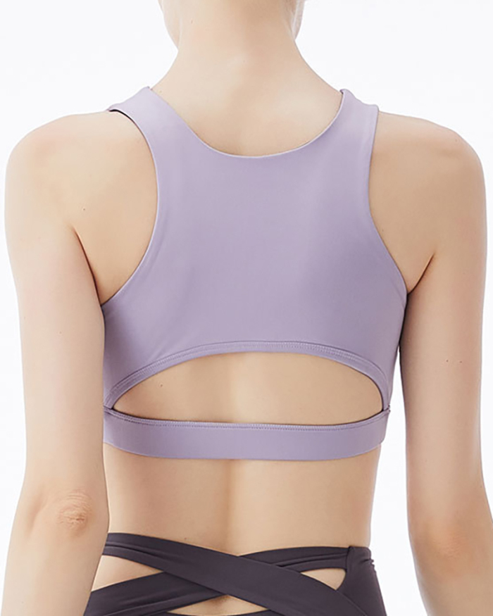 Women's New Nude Sports Bra Yoga Vest Solid Color S-XL