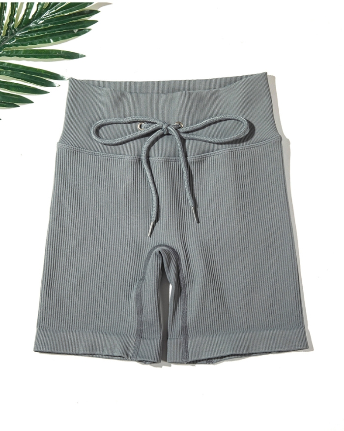 Women's Fashion Sports Suit Drawstring Gym Seamless Yoga Suit Pants  Shorts S-XL