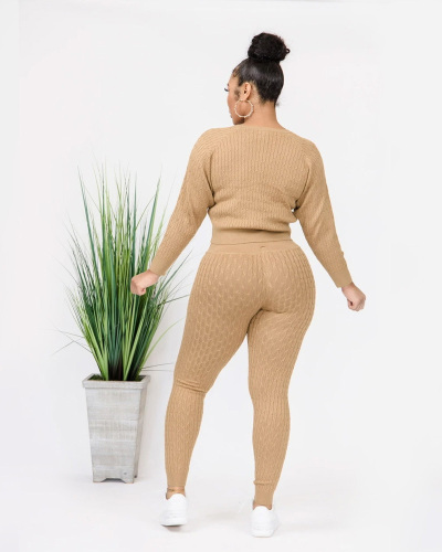 Wholesale New Fashion Sweater Two Piece Pant Set S-XXL