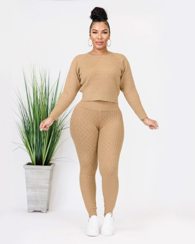 Wholesale New Fashion Sweater Two Piece Pant Set S-XXL