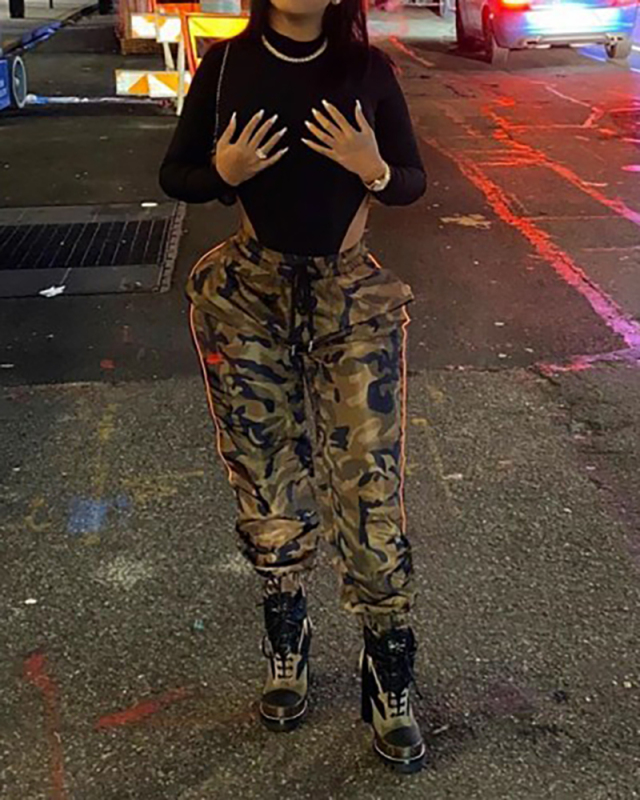 Cool Girls Fashion Camouflage Drawstring Cargo Pants S-XL