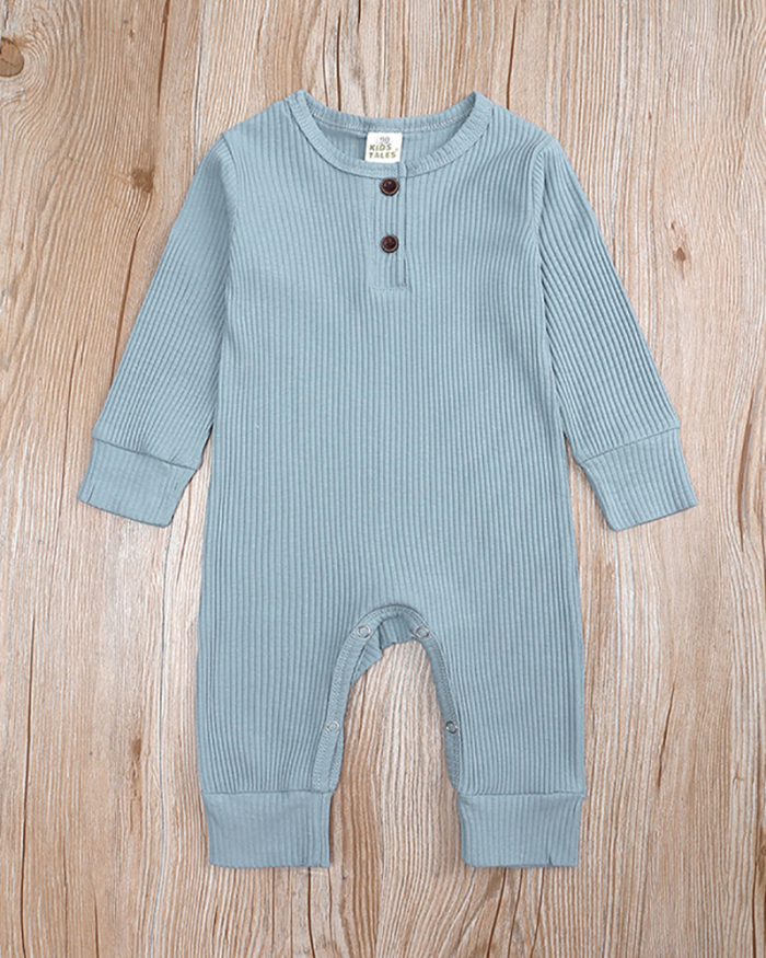 Children Solid Color Long Sleeve Jumpsuit Blue Black White Gray Green Pink Yellow 60-100