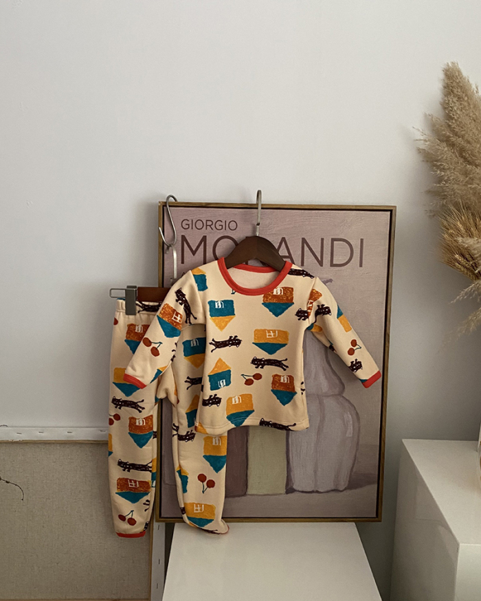 Children's Thermal Underwear Set Baby Pajamas Two-Piece Suit 90-150