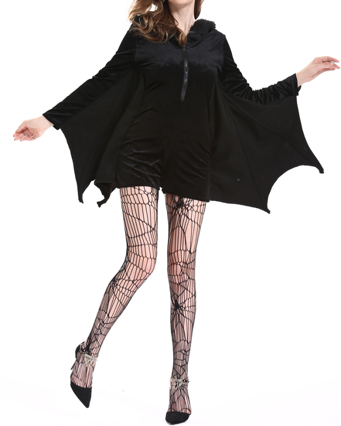 Halloween Costume Black Bat Witch Uniform M-4XL