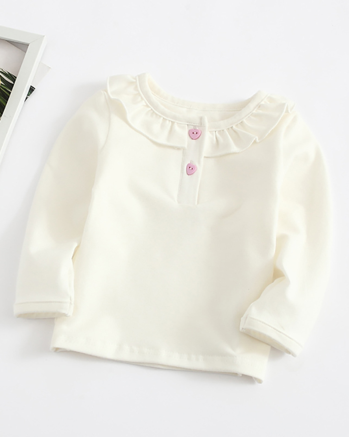Children's Bottoming Shirt Solid Color Long-Sleeved Lace for Children 73-100