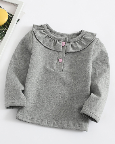 Children's Bottoming Shirt Solid Color Long-Sleeved Lace for Children 73-100