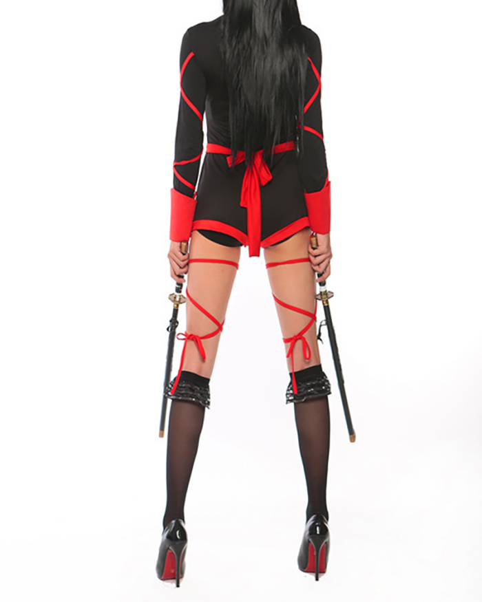 Adult Women Ninja Warrior Naruto Cosplay Halloween Costume Black Red M-2XL