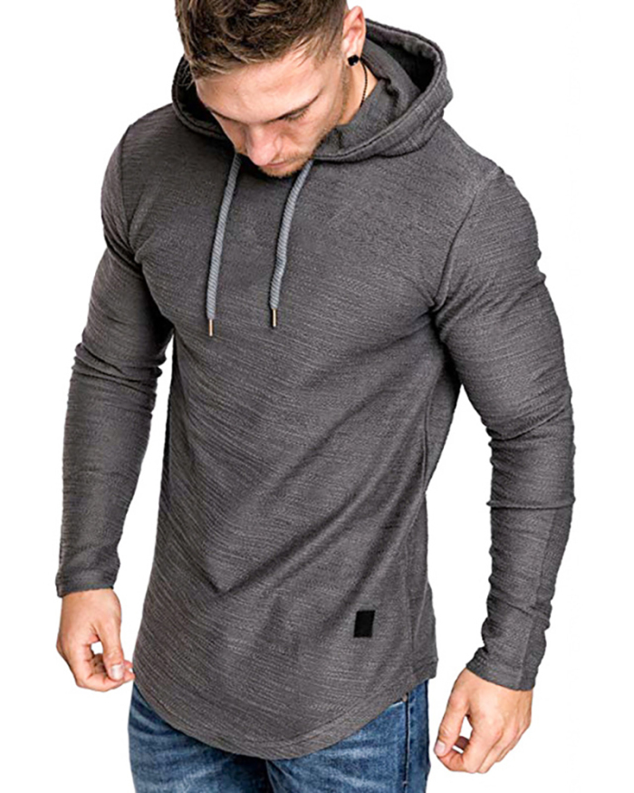 New Fashion Splicing Men's Casual Sweater Coat Hooded LongSleeve Solid Color M-3XL