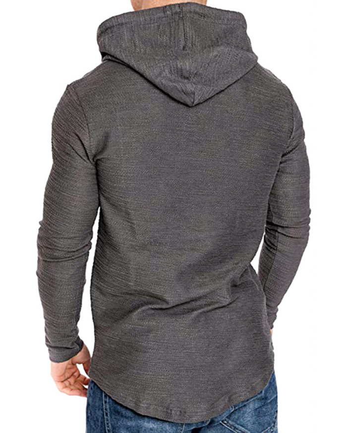 New Fashion Splicing Men's Casual Sweater Coat Hooded LongSleeve Solid Color M-3XL