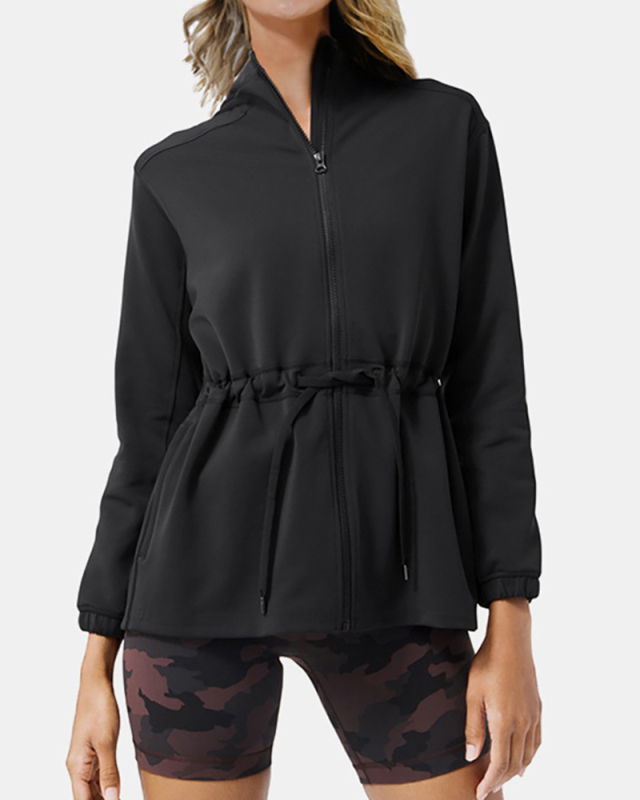Sports Jacket Fitness Sports Yoga BreathableHooded Top Solid Color S-XL