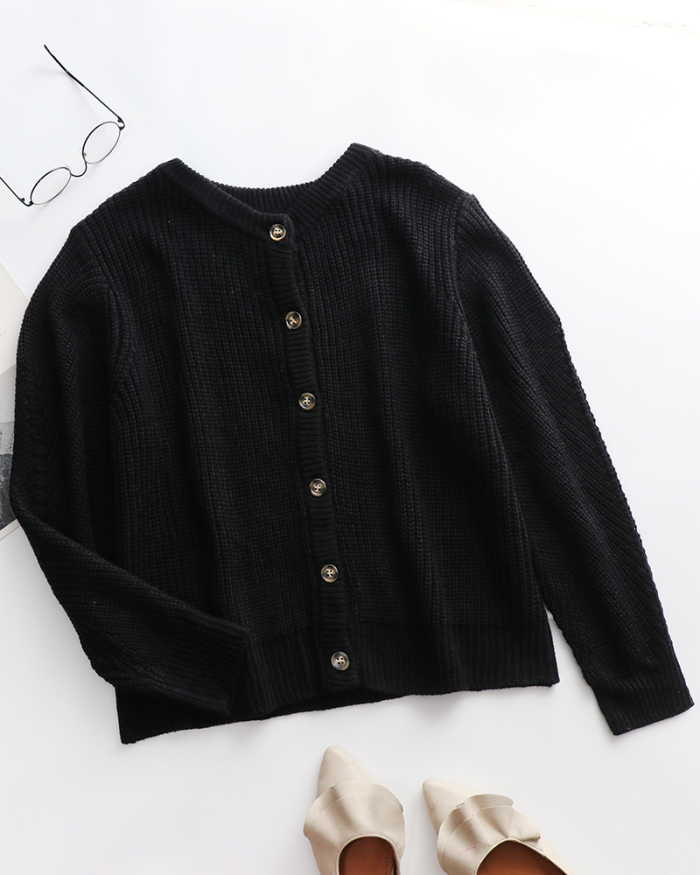 Women Long Sleeve Two Side Wear Solid Color Button Sweater Cardigans White Gray Black Apricot Light Green S-XL