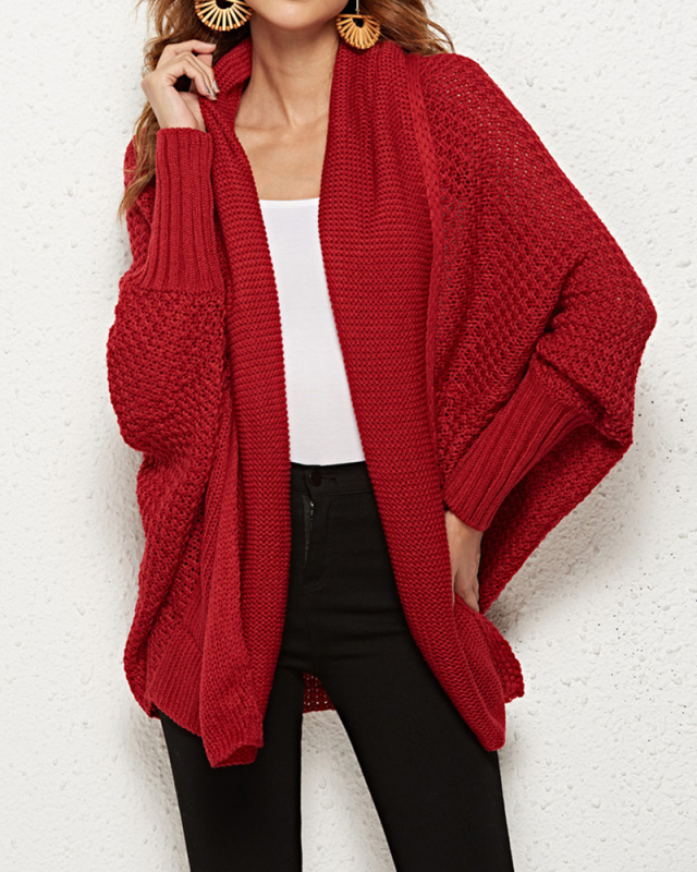 Lady Solid Color Cardigan Sweater Tops Khaki Pink Red Green Yellow Blue Gray 