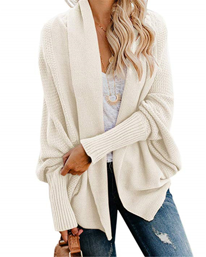 Lady Solid Color Cardigan Sweater Tops Khaki Pink Red Green Yellow Blue Gray 